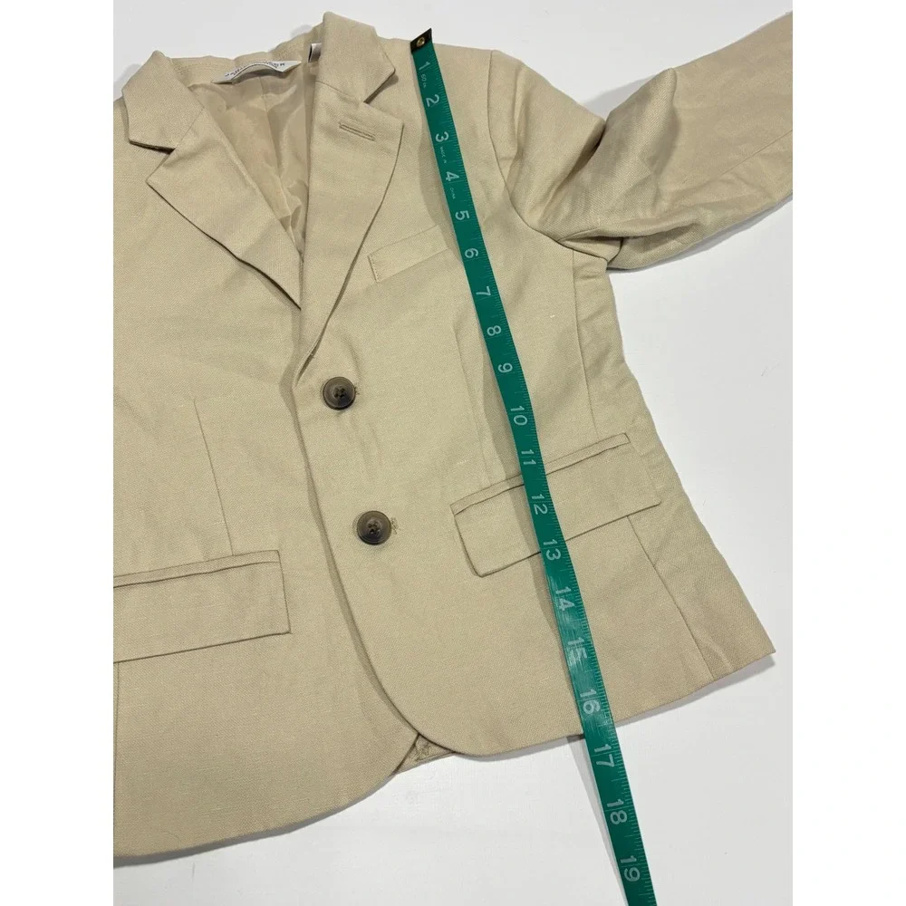 Janie and Jack Blazer Boys 4 Beige Special Occasion Linen Blend Classic Jacket